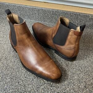Aldo Mens Size 13 Brown Leather Ankle Boots Pull On Comfort Casual Chelsea Shoes